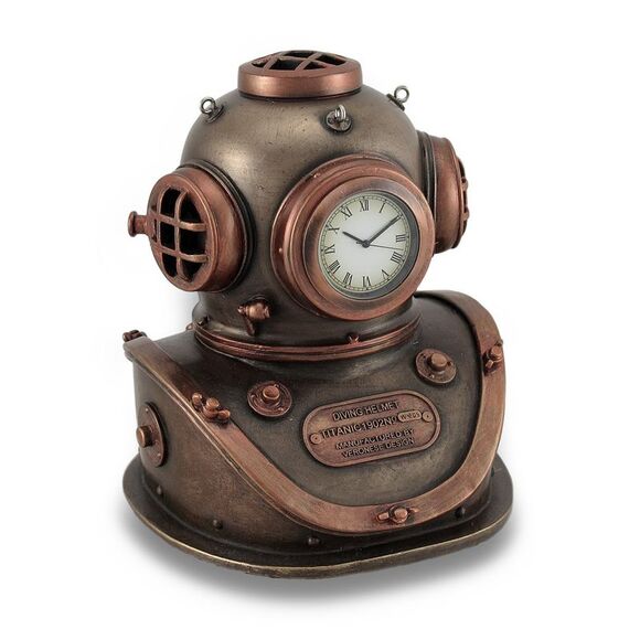 Bronze and Copper Finish Mark V Dive Helmet Desk Clock - Picture 1 of 3